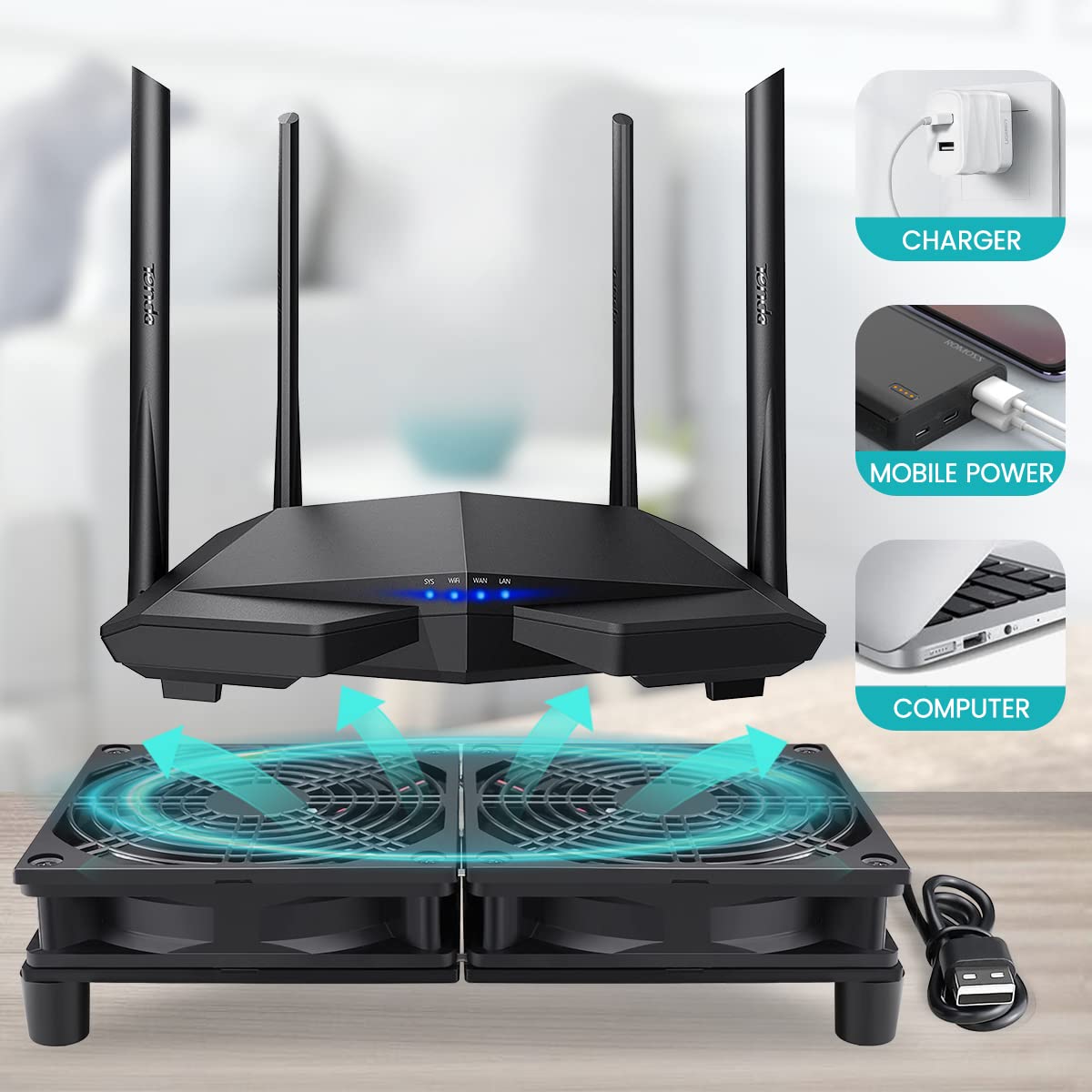 Wathai 140mm x 25mm USB Cooliing Fan 5V with Speed Control for Computer Case Receiver DVR Playstation Xbox PS4 Router Cabinet Cooling - PuriLite