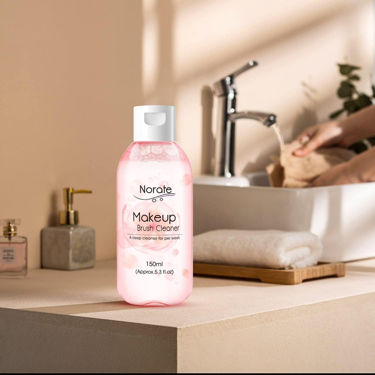 Norate Makeup Brush Cleaner, Make Up Brush Cleansers Solution, Makeup Cleaner for Makeup Brushes, Beauty Sponge, Powder Puff, Deep Clean Brush Shampoo, Gentle Formula & Cruelty Free 5.3 FL.OZ