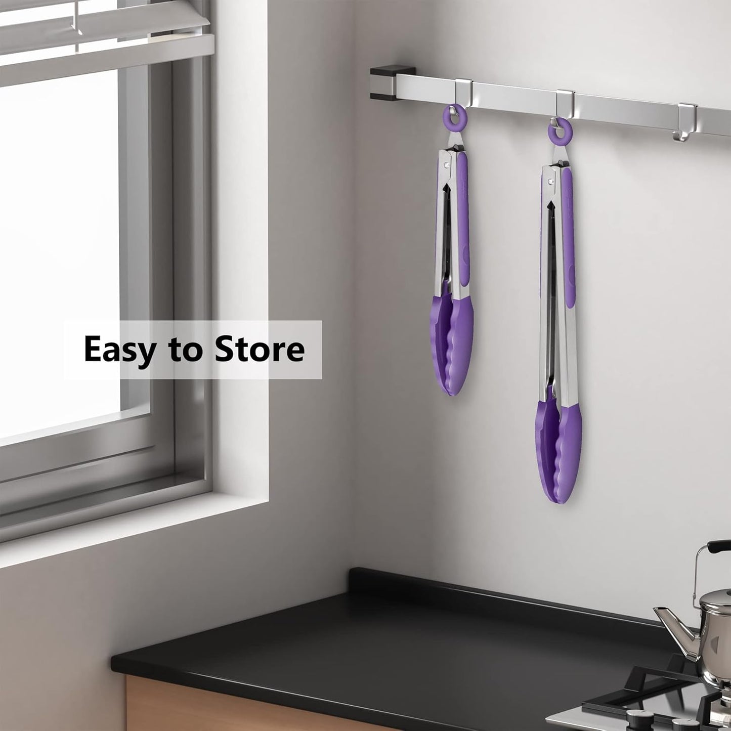 Purilite Select Silicone & Stainless Steel Kitchen Tongs