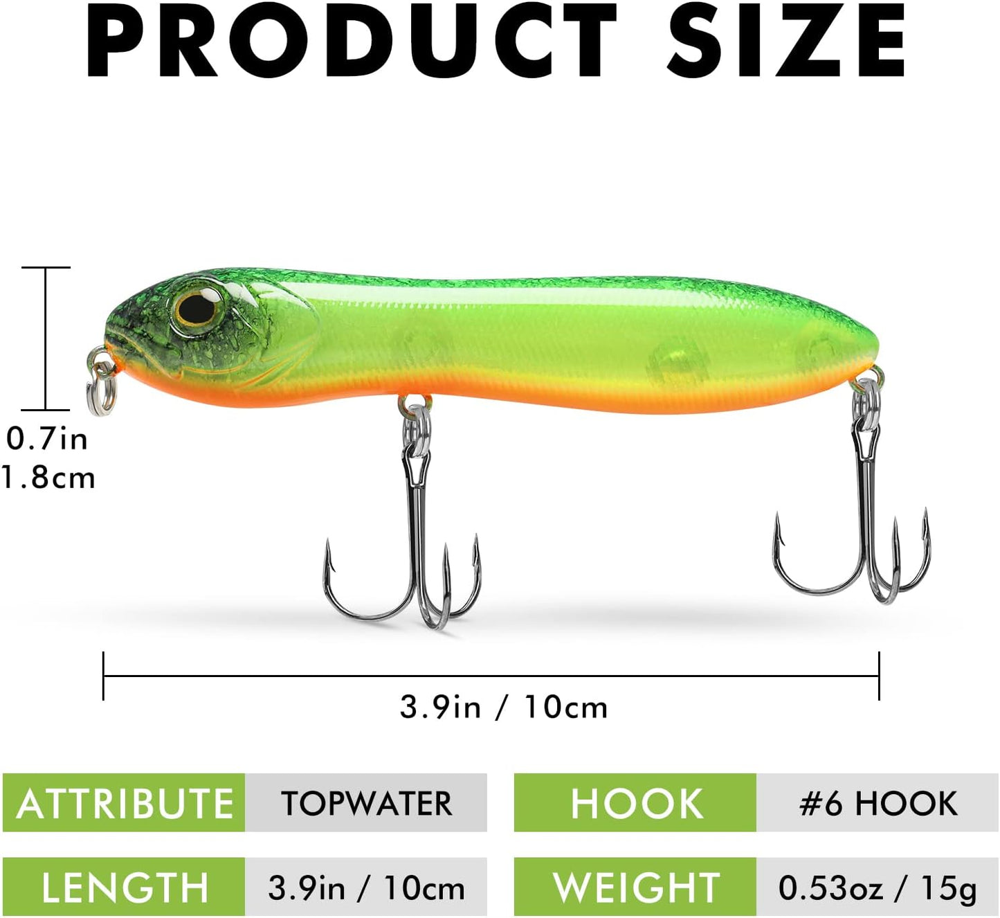TRUSCEND PoPobait with BKK Hooks, Top Water Plopper Fishing Lures for Bass Walleye Pike Catfish Musky Perch, Floating Lure for Freshwater or Saltwater, Amazing Teasers Fishing Gifts for Family Fishing