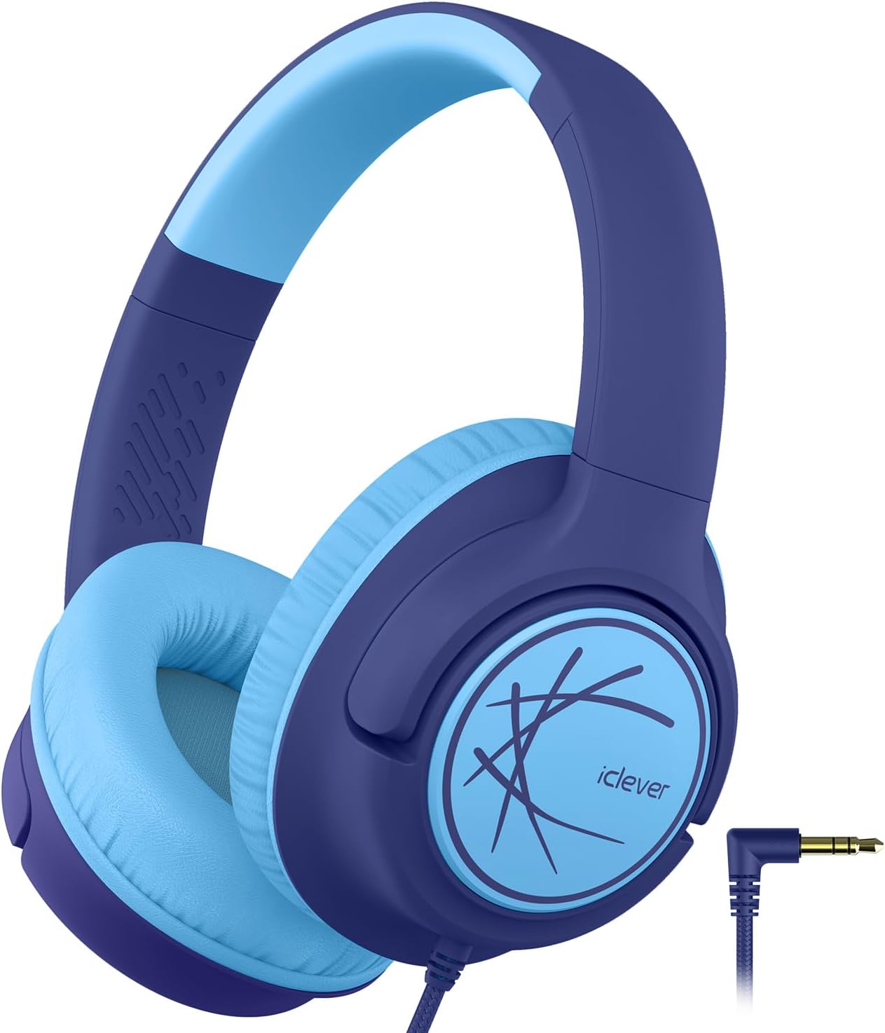 iClever Kids Headphones with Cord, 85dBA Safe Volume Wired Headphones for Kids, Stereo Sound Foldable Adjustable, 3.5mm Jack, Over Ear for School/Boys/Girls/iPad/Tablet/Travel, Blue