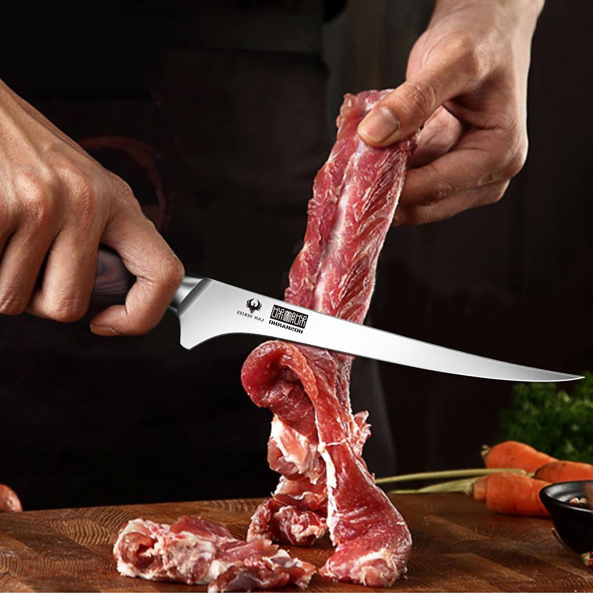 HOSHANHO Fillet Knife 7 Inch, Professional High Carbon Stainless Steel Boning Knife for Meat, Ultra Sharp Japanese Fish Fillet Knife with Ergonomic Wood Handle