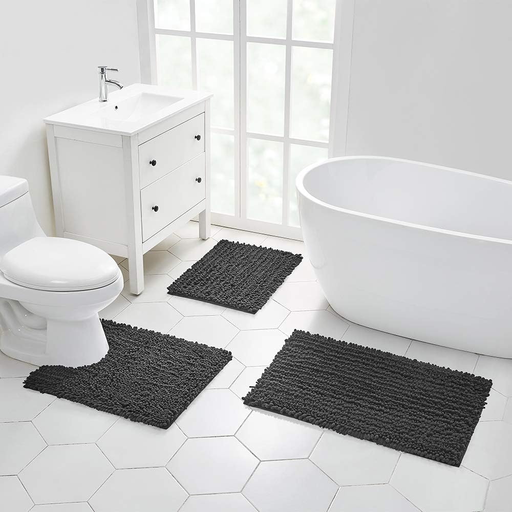 Walensee Bathroom Rug Non Slip Bath Mat (24x17 Inch Blush) Water Absorbent Super Soft Shaggy Chenille Machine Washable Dry Extra Thick Perfect Absorbant Best Small Plush Carpet for Shower Floor