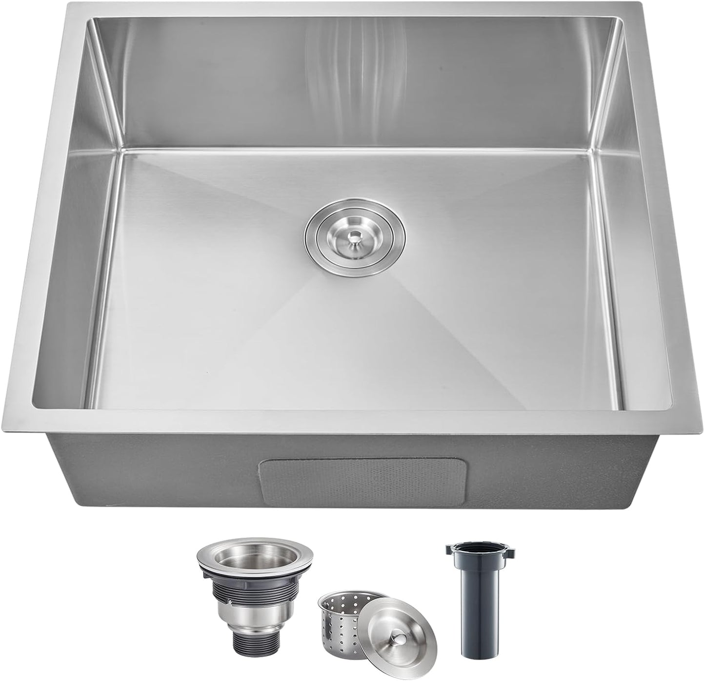 MENATT 20-inch Undermount Kitchen Sink, SUS304 Stainless Steel Handmade Single Bowl Kitchen Sink with Sink Strainer (Brushed), 20"x16"x9"