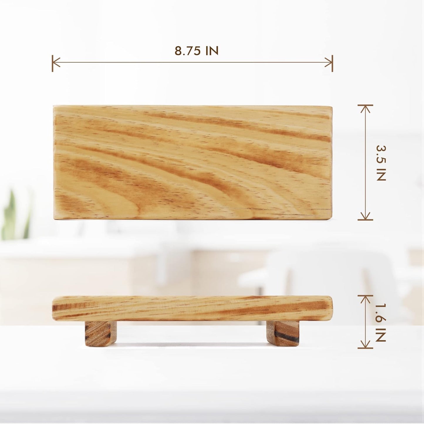 Wood Pedestal Soap Stand, Farmhouse Wood Riser, Soap Dish Holder/Tray Counter Decor for Bathroom Kitchen, Rustic Candle Plant Holder, Display Rectangular Decorative (Antique Walnut)