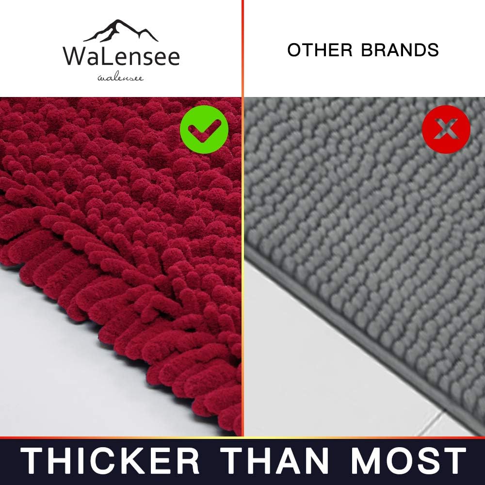 Walensee Bathroom Rug Non Slip Bath Mat (24x17 Inch Blush) Water Absorbent Super Soft Shaggy Chenille Machine Washable Dry Extra Thick Perfect Absorbant Best Small Plush Carpet for Shower Floor