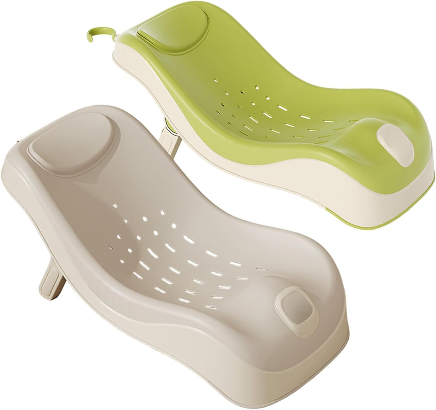 Baby Sink Bath, Adjustable Height Ergonomic Baby Bath Support with Temperature Reminder & Drainage Hole, Foldable Portable Infant Bathtub with Hook for Home Travel, Green, Sink Bather for