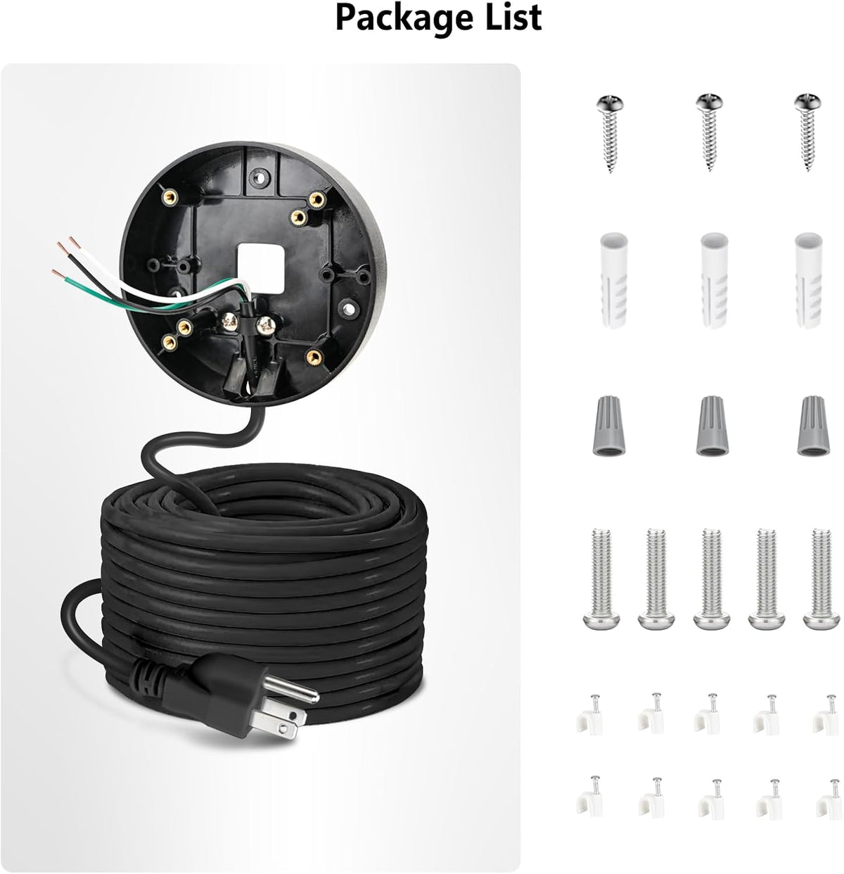 Câble d'alimentation et support enfichable pour caméras de projecteur compatibles avec Floodlight Cam Wired Pro/Plus, caméra de projecteur filaire Blink, boîtier électrique avec câble résistant aux intempéries de 6,1 m (support et cordon 2 en 1)