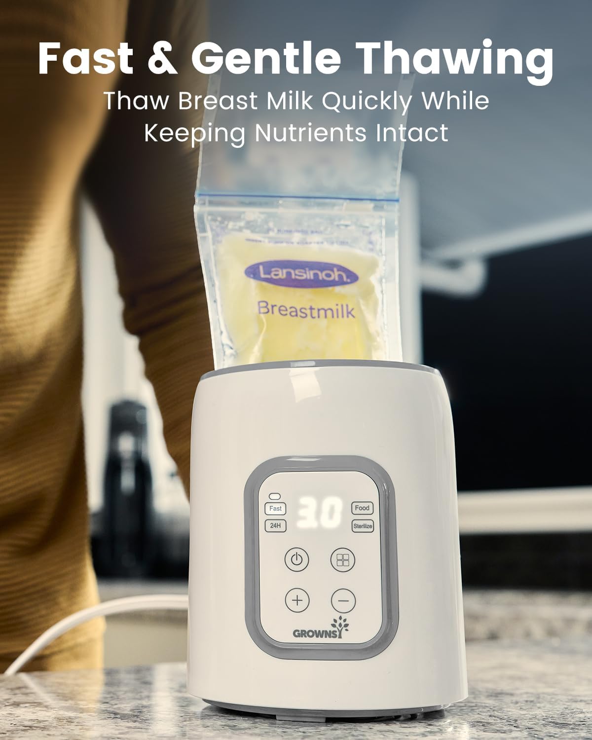 Bottle Warmer, GROWNSY 8-in-1 Fast Baby bottle Warmer with Timer LCD Display Accurate Temperature Control for Breastmilk or Formula