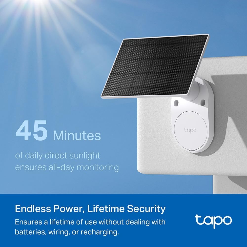 TP-Link Tapo SolarCam 2K, Outdoor Battery Camera w/Solar Panel Base, Wireless Camera, 2K QHD, 150° Super-Wide FOV, Free Person/Vehicle/Pet Detection, SD/Cloud Storage, Starlight Color Night Vision