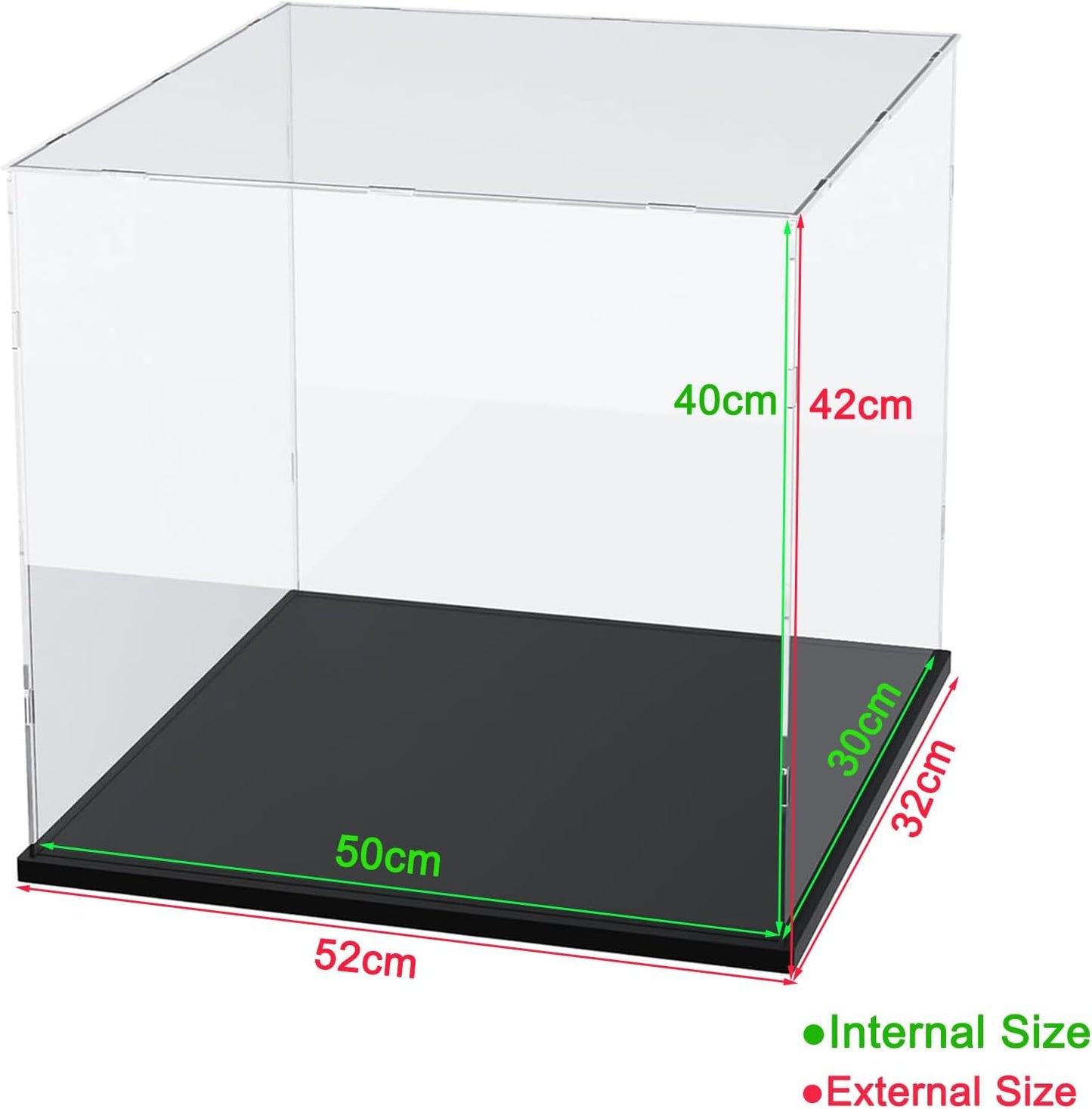 Thickened Clear Acrylic Display Case for Lego 10330 43268 76450 42170 10295 10353 Collectibles, Transparent Box Dustproof Protection with Wood-Plastic Base & String Light, Black Inside 40x20x20cm