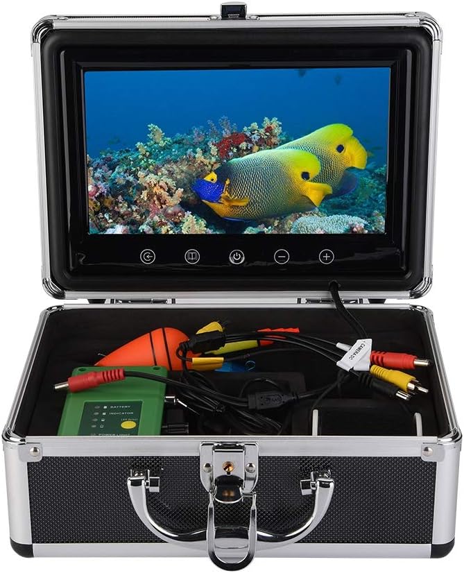 Underwater Fish & Depth Finders Camera, Portable 9 inch LCD Waterproof Monitor HD 15PCS White LEDs and 15PCS Infrared Lamps 1000TVL 30M Deep-sea Probe VR Video Cam for Ice Sea Boat Lake Fishing(US)