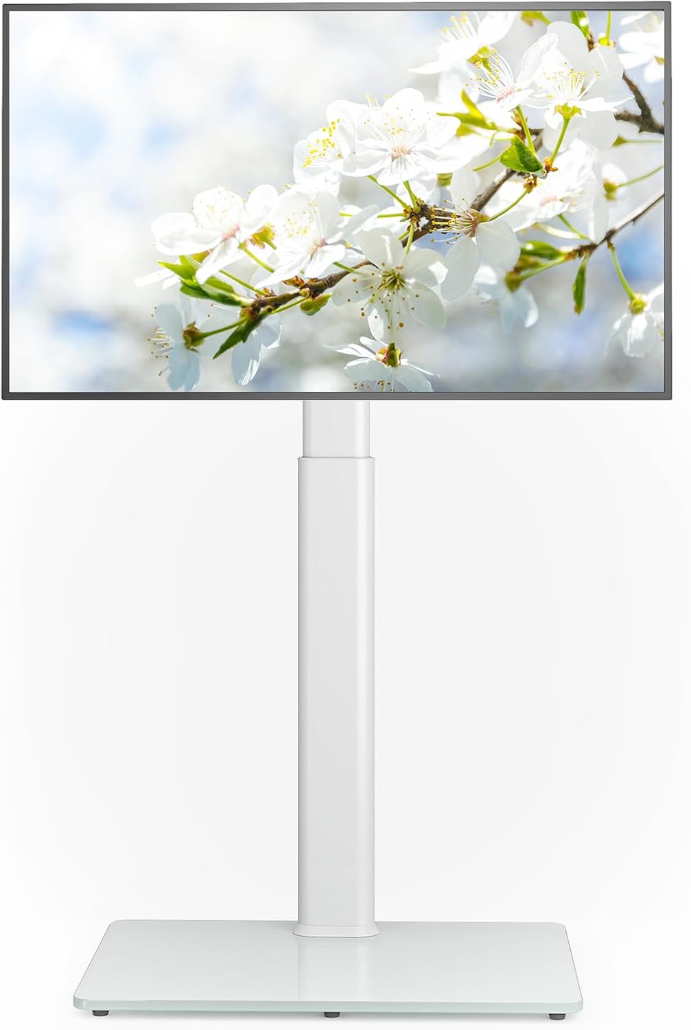 Universal Floor TV Stand with Mount 80 Degree Swivel Height Adjustable and Space Saving Design for Most 27 to 65 inch LCD, LED OLED TVs, Perfect for Corner & Bedroom AX1006TB