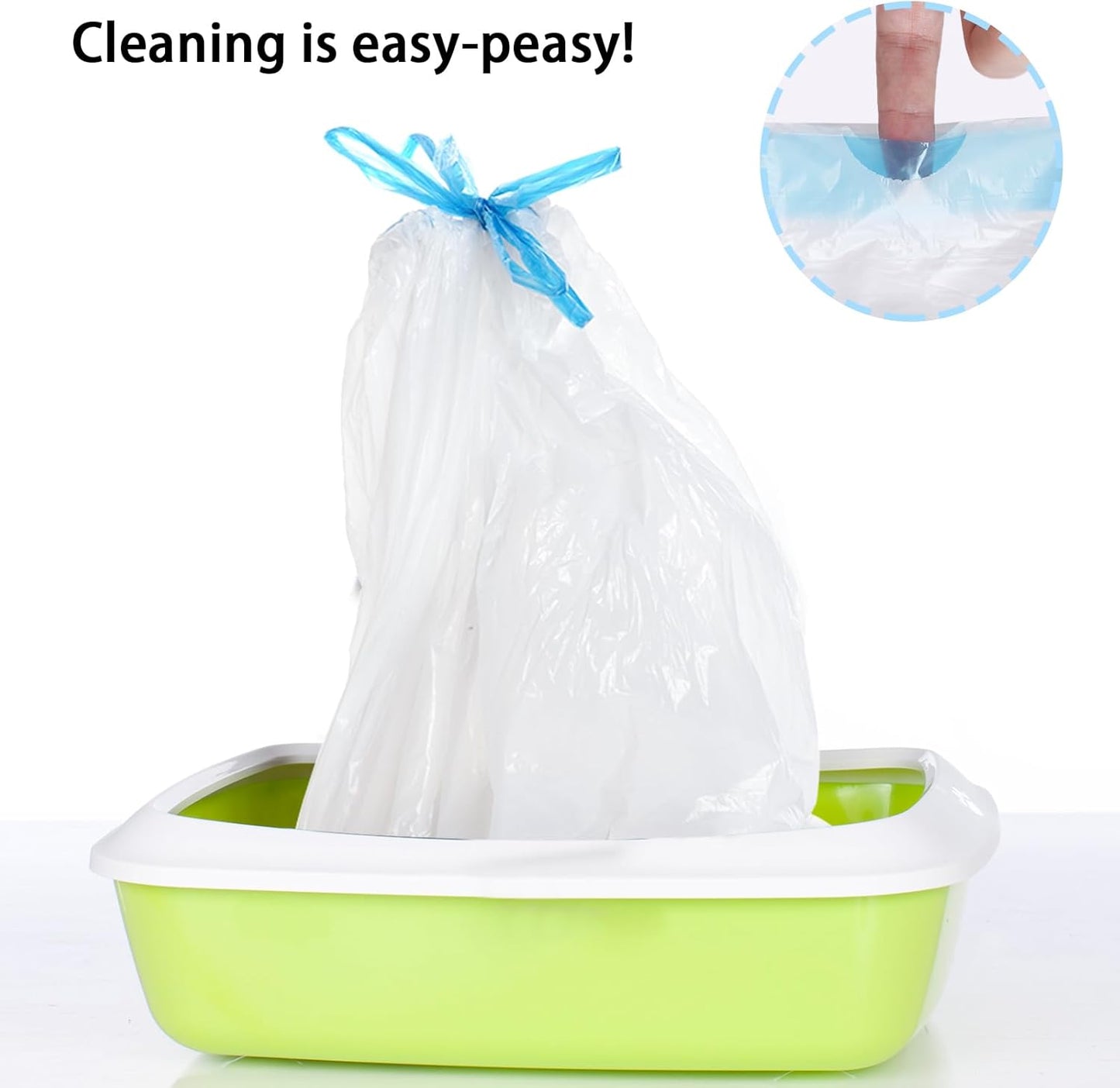 Yymobt Cat Litter Box Liners Waste Bags for Self-Cleaning Drawstring Waterproof Easy Cleanup Automatic Litter 20 Count