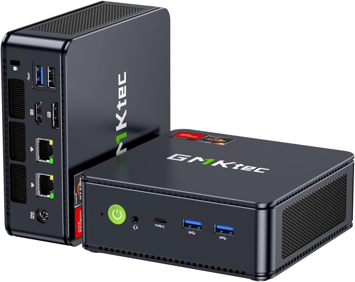 GMKtec Mini PC Gaming, K6 AMD Ryzen 7 7840HS Dual NIC LAN 2.5Gbps Desktop Computer, 32GB DDR5 (16GB*2) 1TB PCIe4.0 SSD, USB4.0, HDMI, DP, USB-C, WiFi 6E, BT 5.2