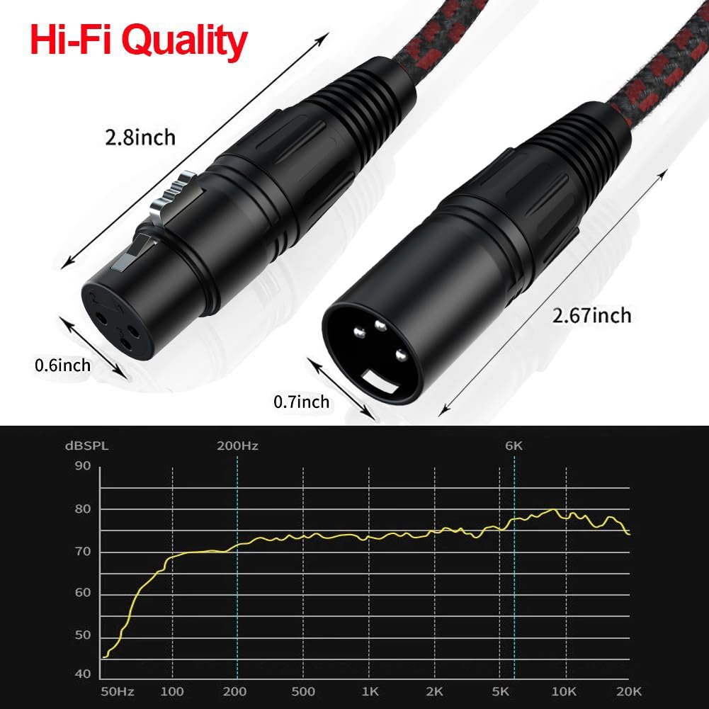 VANDESAIL XLR Cables 25ft 2 Pack, Durable Nylon Braided XLR Microphone Cable, Mic Cable, Shielded and Fully Balanced OFC Male to Female Cord for Recording Mixer Amplifie Speaker Black White