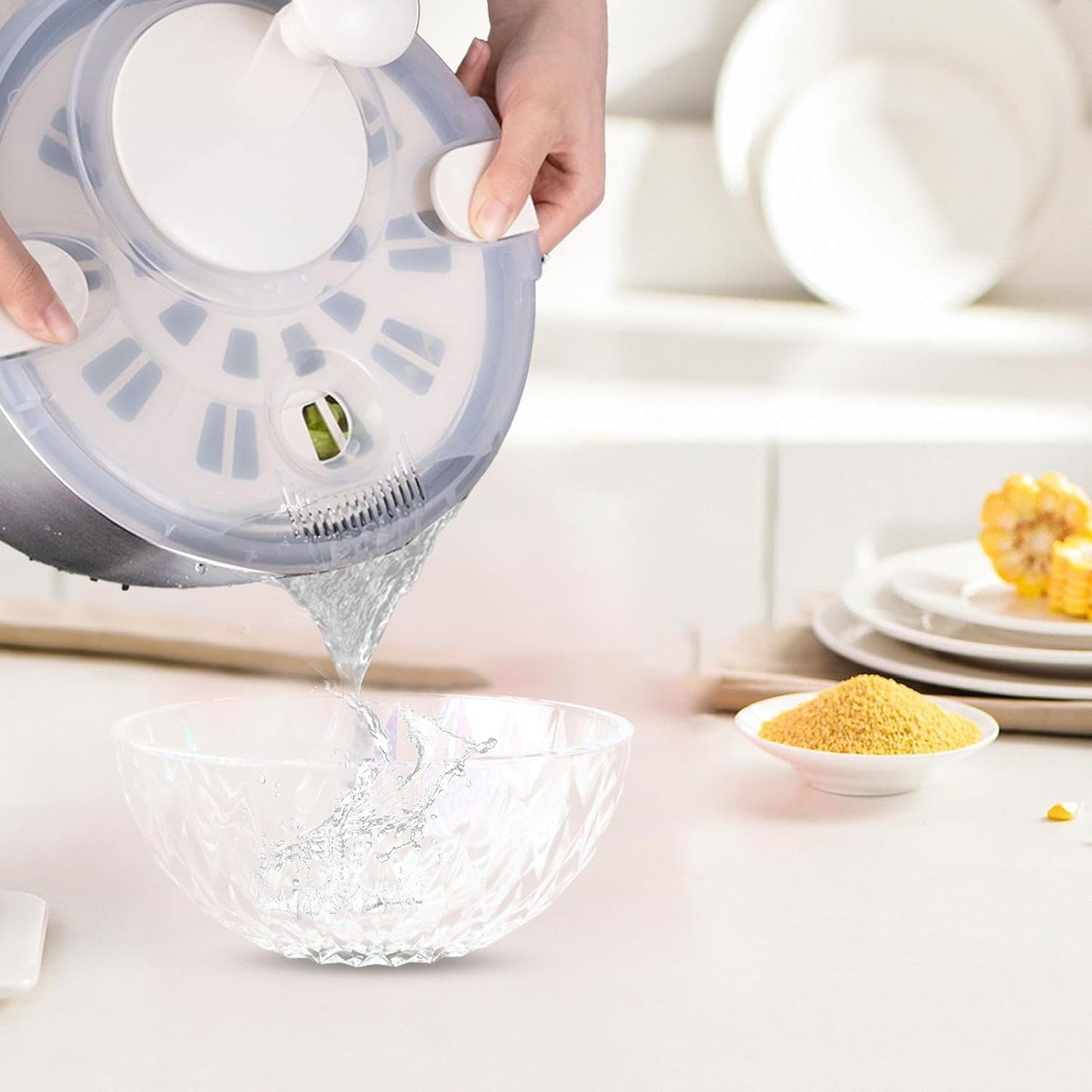Stainless Steel Salad Spinner - Spinner Bowl | Spinner Lettuce | Stainless Steel Salad Washer with Rotating Handle | Multifunctional Vegetable Dryer Fruit Washer Drain Basket for Kitchen