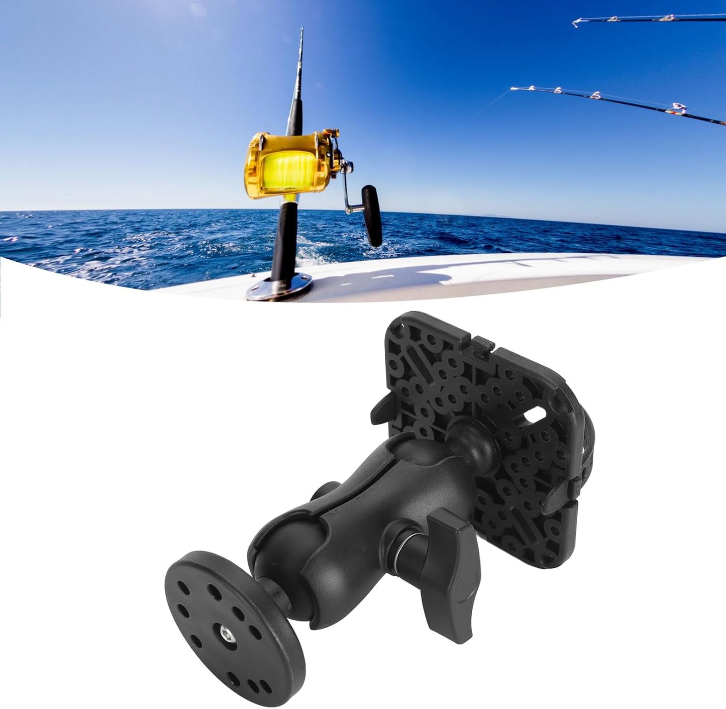 Fockety Fish Finder Mount Base, 360° Rotating Holder for Removable Adjustable Boat Fish Finder Electronic Mount, Stable Bracket for Canoe Kayak