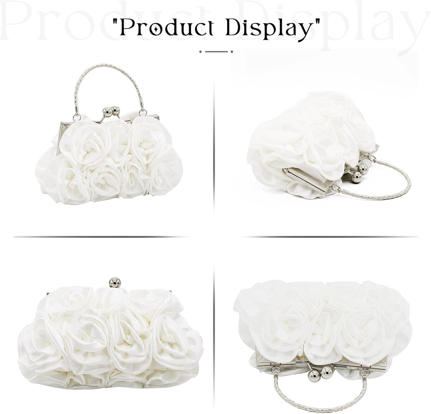JAMBHALA Women Evening Clutch Bag Floral Satin Purses with Detachable Strap for Wedding, Party, Prom
