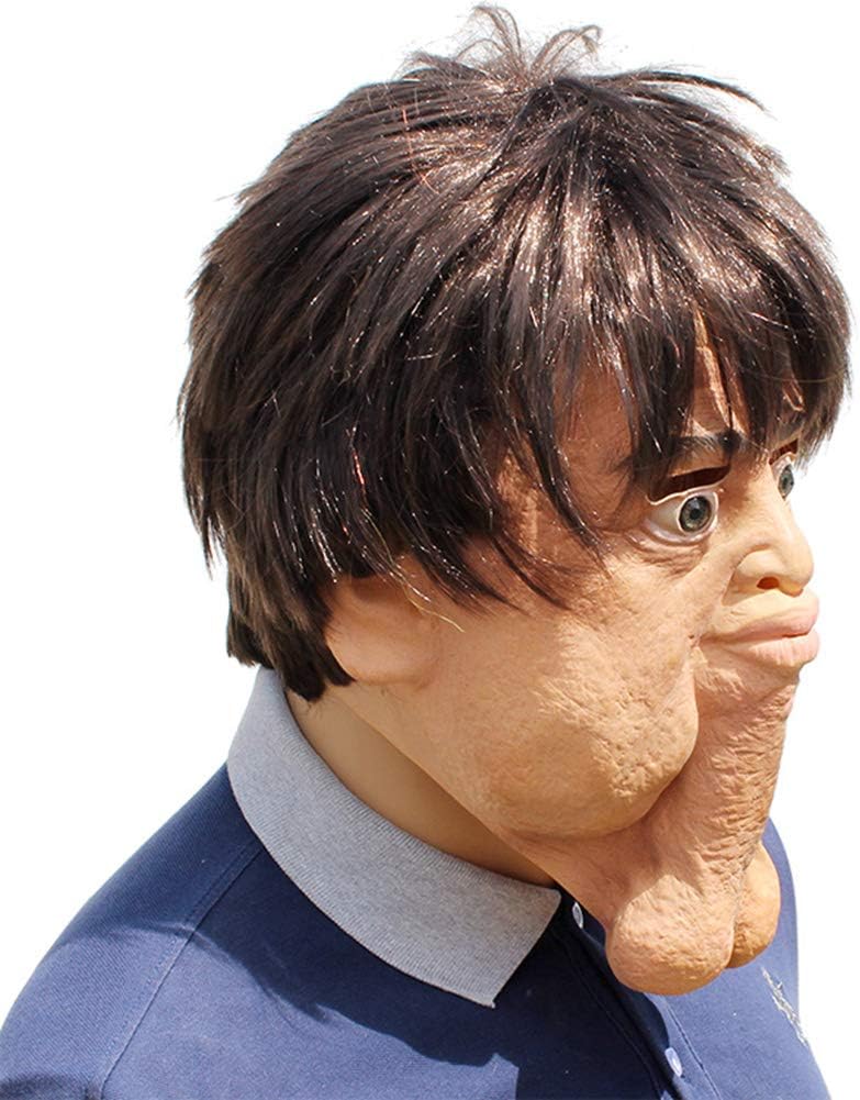Mokylor Halloween Funny Mask, Double Chin Latex Head Mask Custome Party Cosplay Props