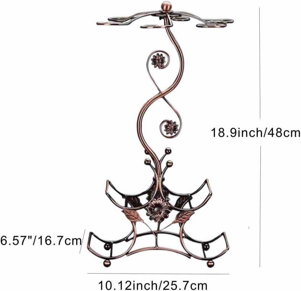 Cicodona Wine Rack and Wine Glass Holder-Hold 4 Wine Bottles and 6 Glasses-Perfect for Home Kitchen Decor & Kitchen Storage Rack