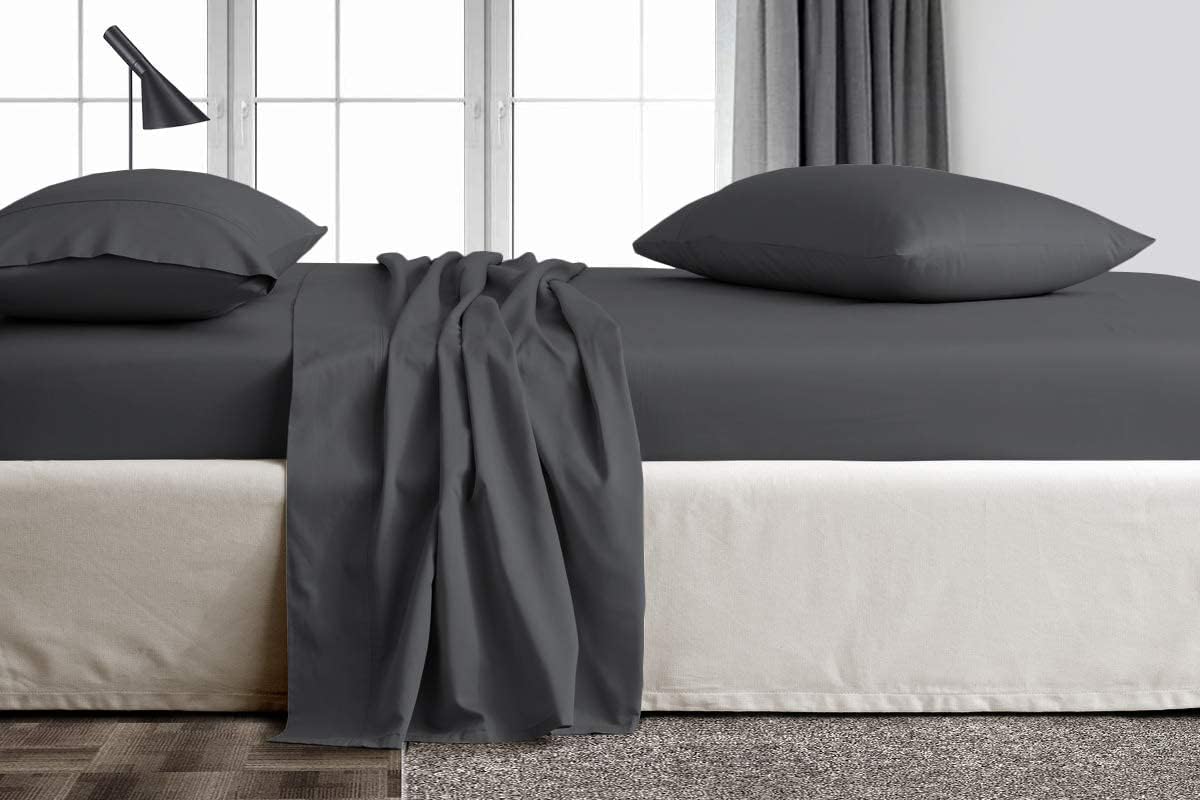 Linen Sheets 100% Egyptian Cotton- Twin-XL Sheet Set 4 Piece- 1000 Thread Count- Fits Upto 18" Deep Pocket- Long Staple Cotton Bedding, Sateen Weave-Light Blue Solid