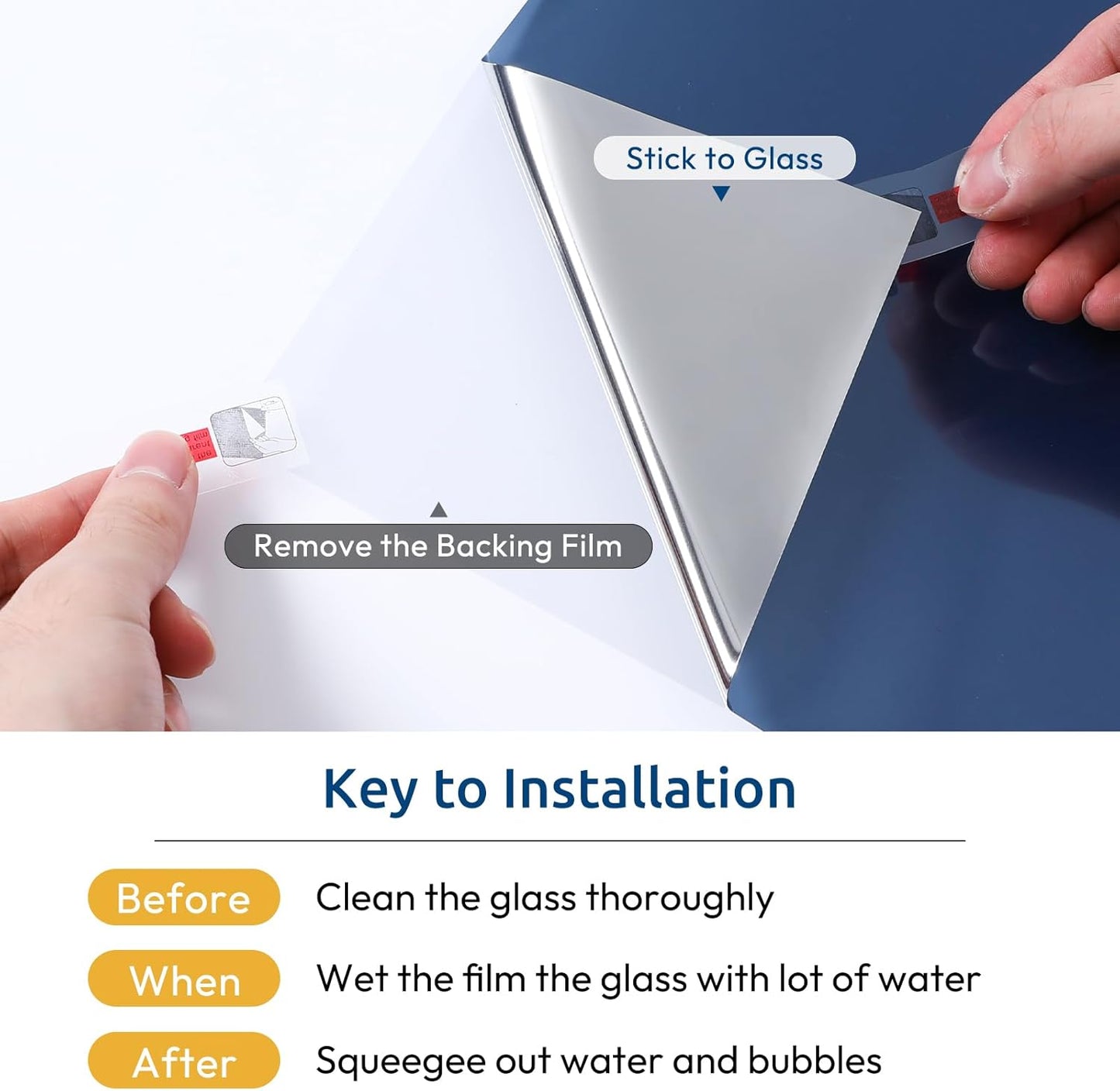 rabbitgoo Window Films for Privacy, Static Cling Frosted Glass Sticker, Non-Adhesive Privacy Film Sun Blocking Window Covering Frosting Vinyl Bathroom Sliding Glass Door, 44.5 x 200cm, Pure Frosted