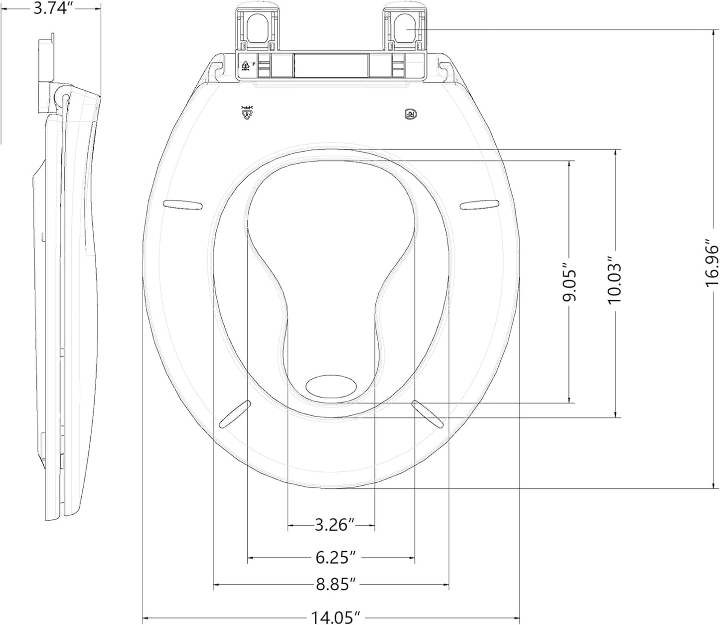 White Elongated Toilet Seat, Slow Close Toilet Cover Seat for Easy Clean and Stain-Resistant, Plastic Toilet Seat with Cover, Quick-Release Hinges and Quick-Attach Hardware