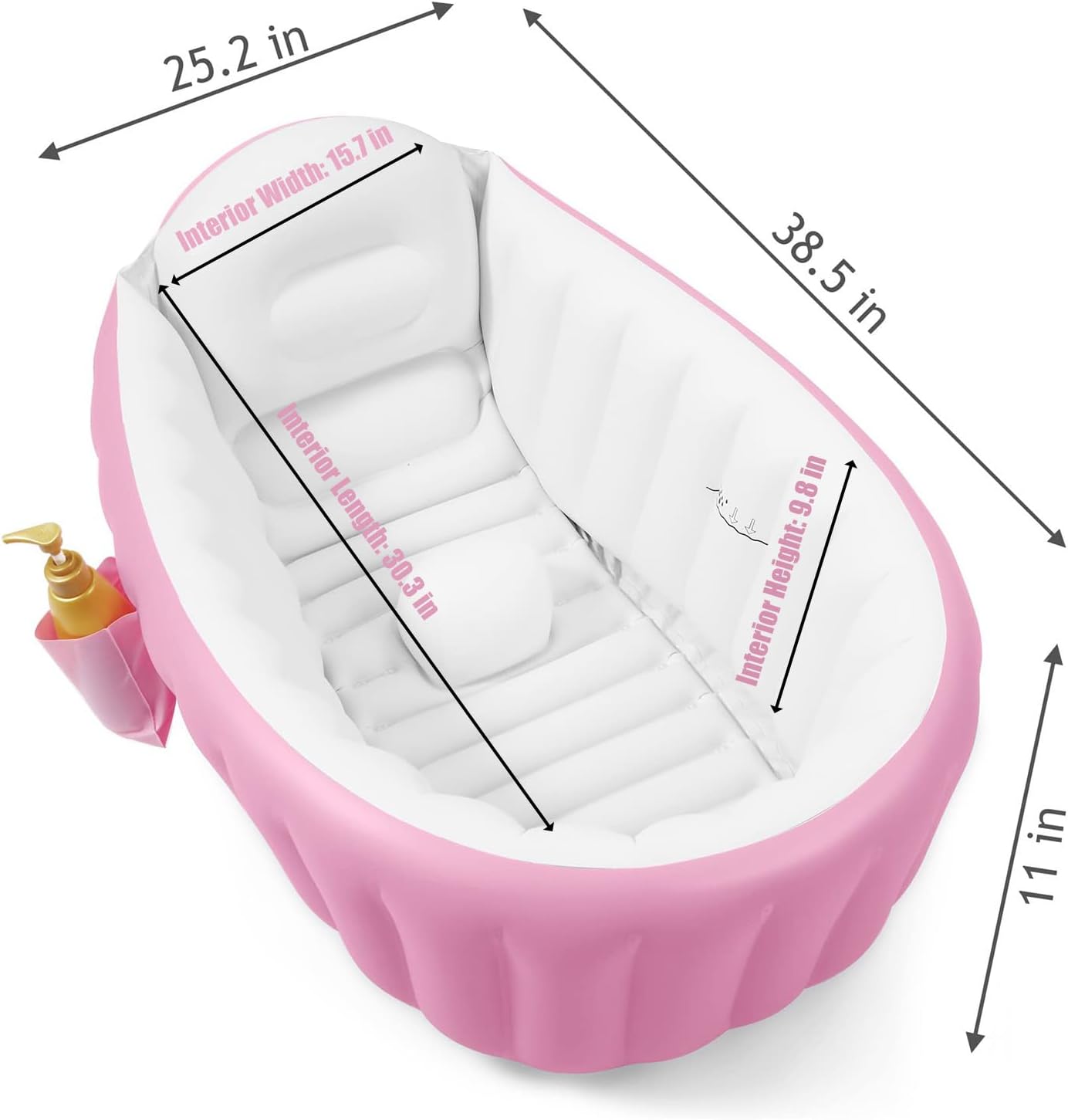 PandaEar Inflatable Baby Bathtub, Portable Travel Baby Bath Tub Toddler Bathtub with Air Pump, Foldable Non-Slip Shower Basin Mini Air Swimming Pool for Newborn (Blue)
