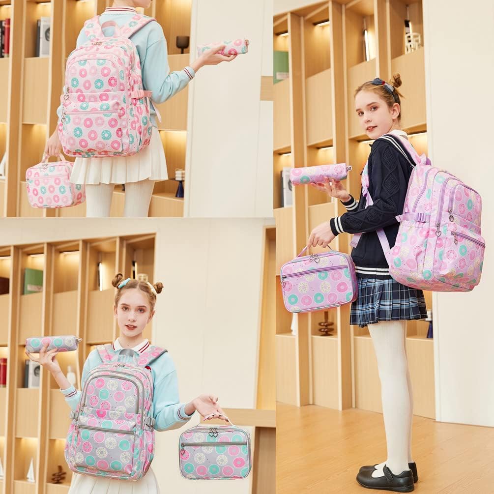 3Pcs Daisy Prints Backpack for Girls Bookbag set Primary School Daypack Elementary Students Knapsack with Lunch Box
