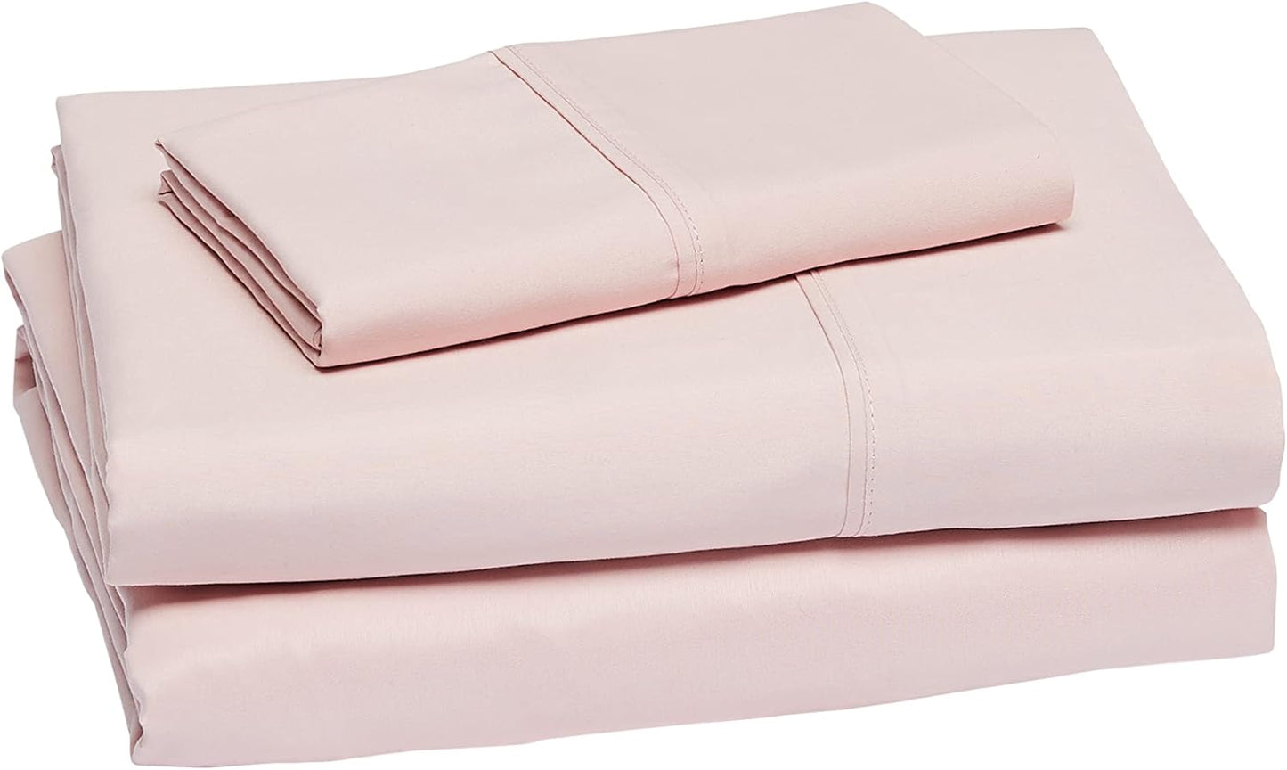 Amazon Basics Lightweight, Breathable Microfiber 4-Piece Bed Sheet Set with 14-Inch Deep Pockets, Full, Blush Pink, Solid