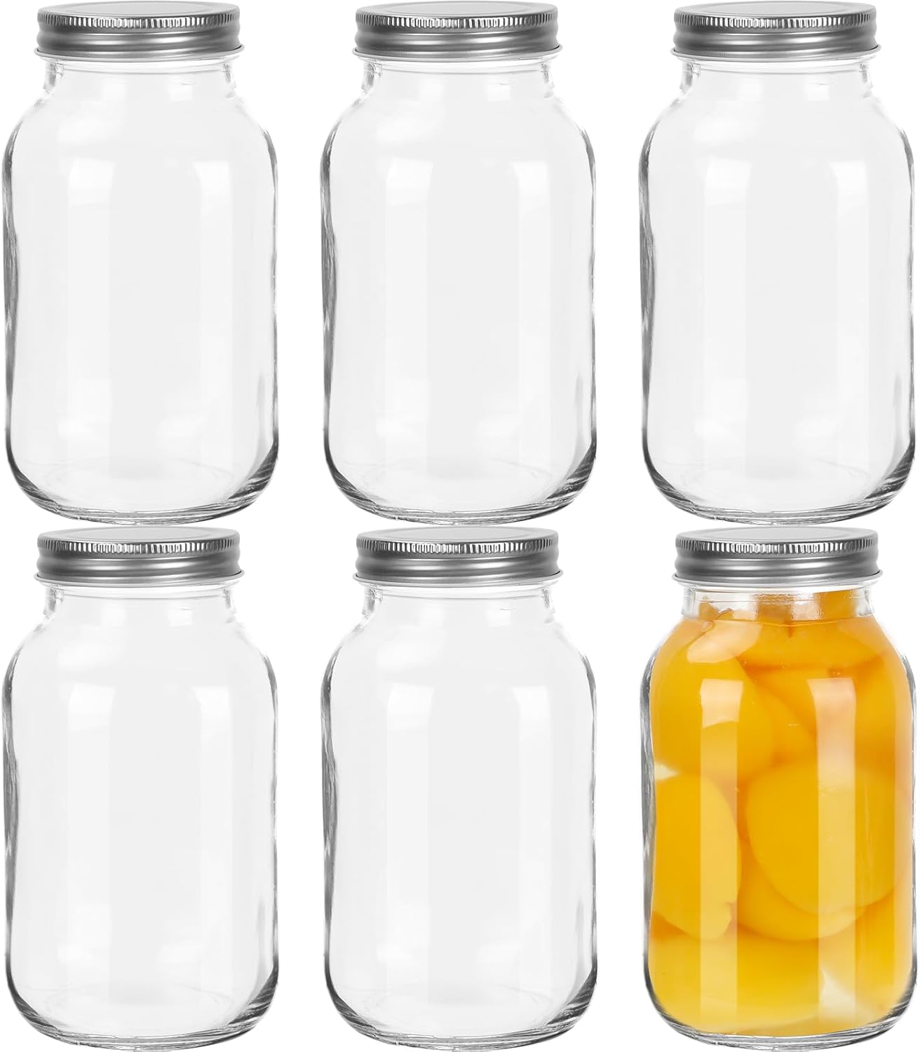 16oz Mason Jars with Airtight Screw Lids, 6 Pack 500ml Storage Glass Jars for Fruits,Jams,Drink Favors,Spice,Baby Foods,DIY Candles