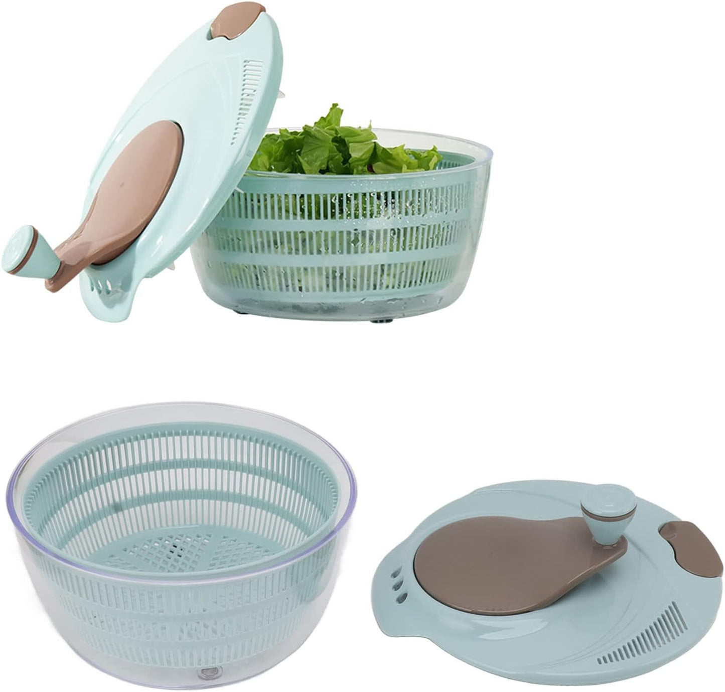 Salad Spinner Lettuce Washer with Drain Bowl Colander Handle, Veggie Dryer Fruit Washer Drainer for Cleaning Drying Greens Vegetables Fruits(Green)