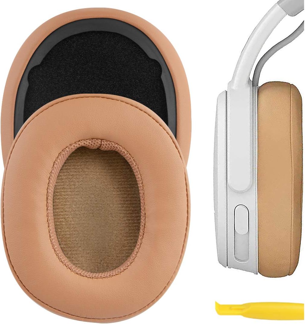 Geekria QuickFit Replacement Ear Pads Compatible with Skullcandy Crusher Wireless/Evo/ANC, Hesh 3/EVO/ANC, Venue ANC Headphones, Ear Cushions (Brown)