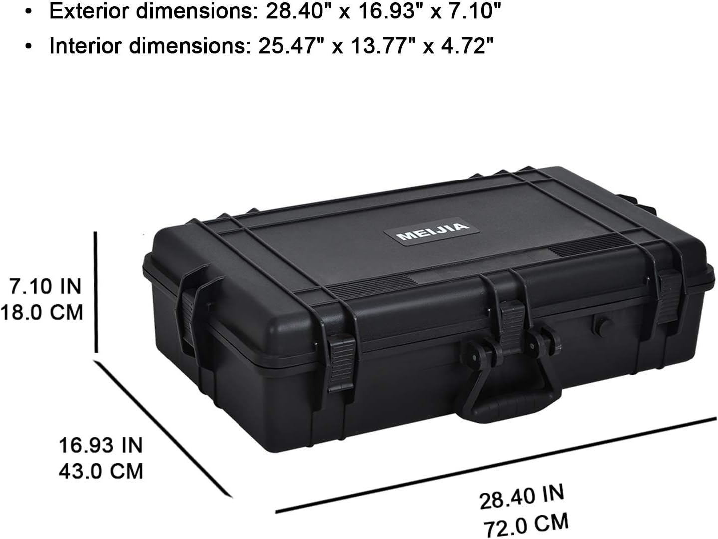 MEIJIA Portable Waterproof Protective Hard Case,Camera Case with Customizable Fit Foam Inserted, Elegant Black (9.17"x 7.56"x4.33")