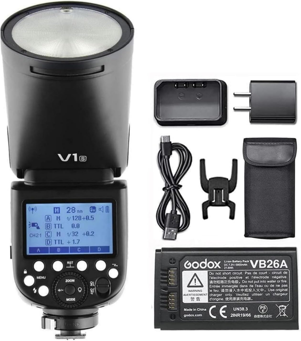 Godox V1S Professional Camera Flash Speedlite TTL Speedlight Round Head Wireless 2.4G Fresnel Zoom Compatible with Sony a7RII a7R a58 a99 ILCE6000L a7RIII a7R3 a9 a77II a77 a350 Camera for Photography