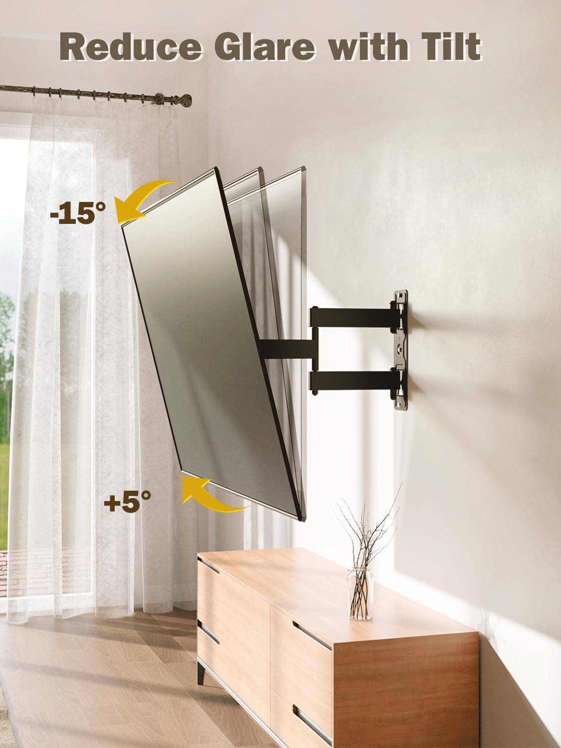 Mounting Dream TV Mount for Most 26-55 Inch TVs, Full Motion TV Wall Mount with Perfect Center Design on Single Stud Articulating Mount Max VESA 400x400mm up to 77 LBS, MD2413-MX