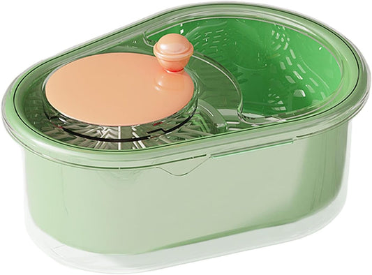 Fruit Cleaner Bowl - Portable Rotating Salad Spinner and Dryer,Salad Cleaner, Kitchen Strainer Drainer Basket, Food Wash Bowl, Manual Lettuce Washer