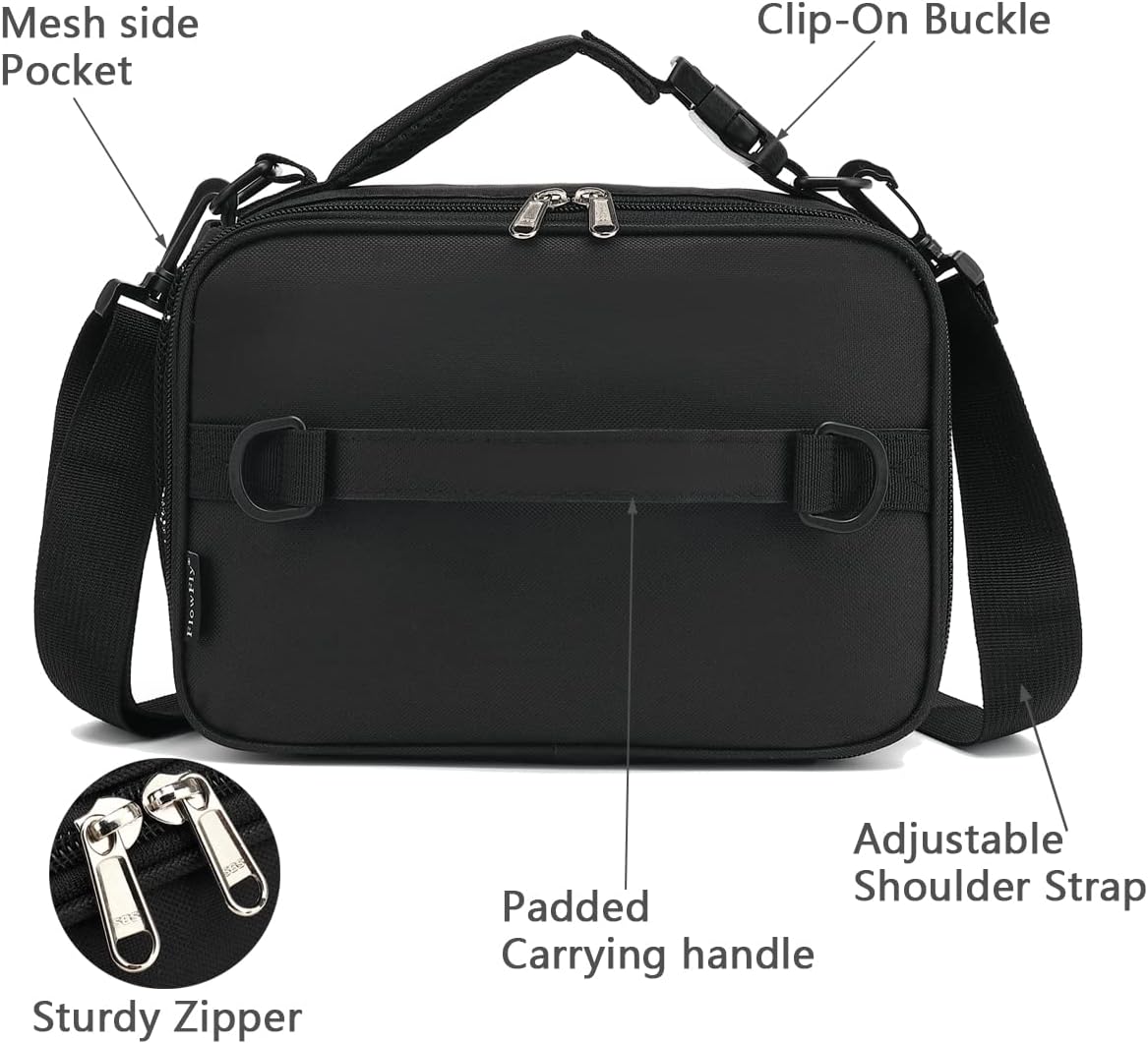 FlowFly Kids Lunch Box Insulated Soft Bag Mini Cooler Back to School Thermal Meal Tote Kit for Girls, Boys, Black