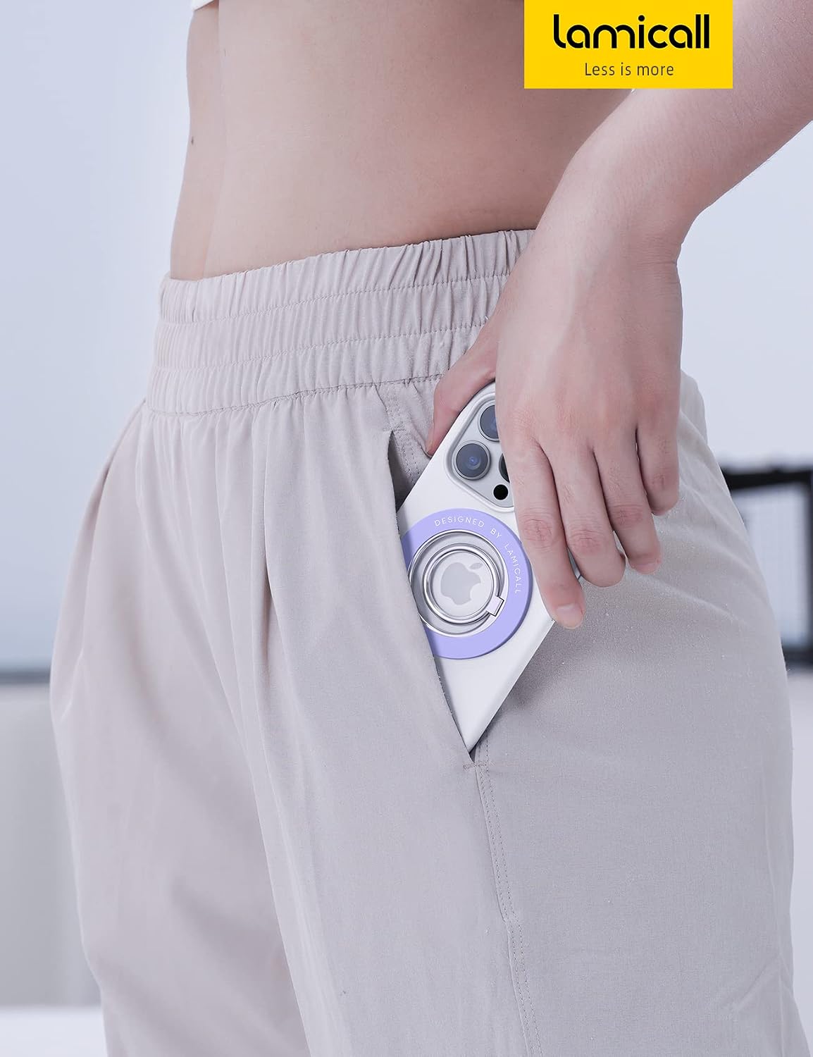 Magnetic Phone Ring Holder for Magsafe - Lamicall 【Wireless Charger Friendly】 Grip Stand, Phone Ring Stand for Magsafe Accessories, Violet