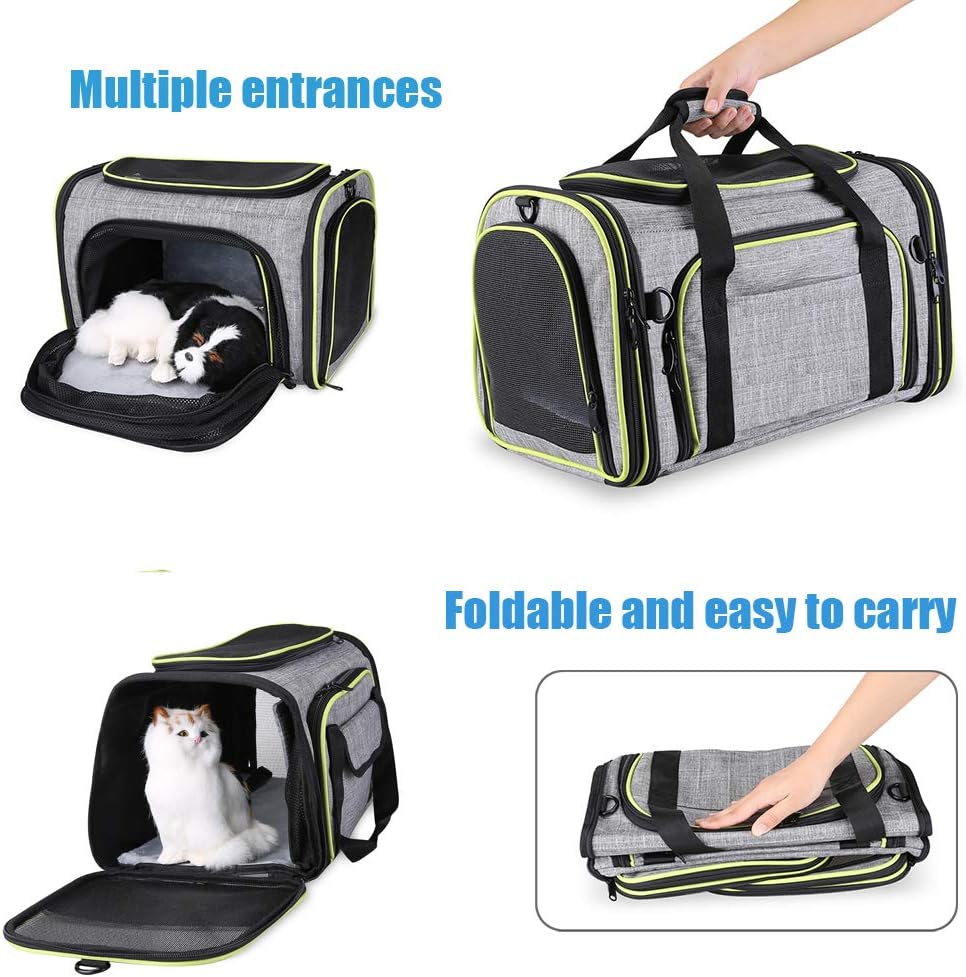 Expandable Cat Carrier, Airline Approved Soft Sided Travel Cat Carrier Bag,Soft Sided Collapsible Pet Dogs Travel Carrier Bag