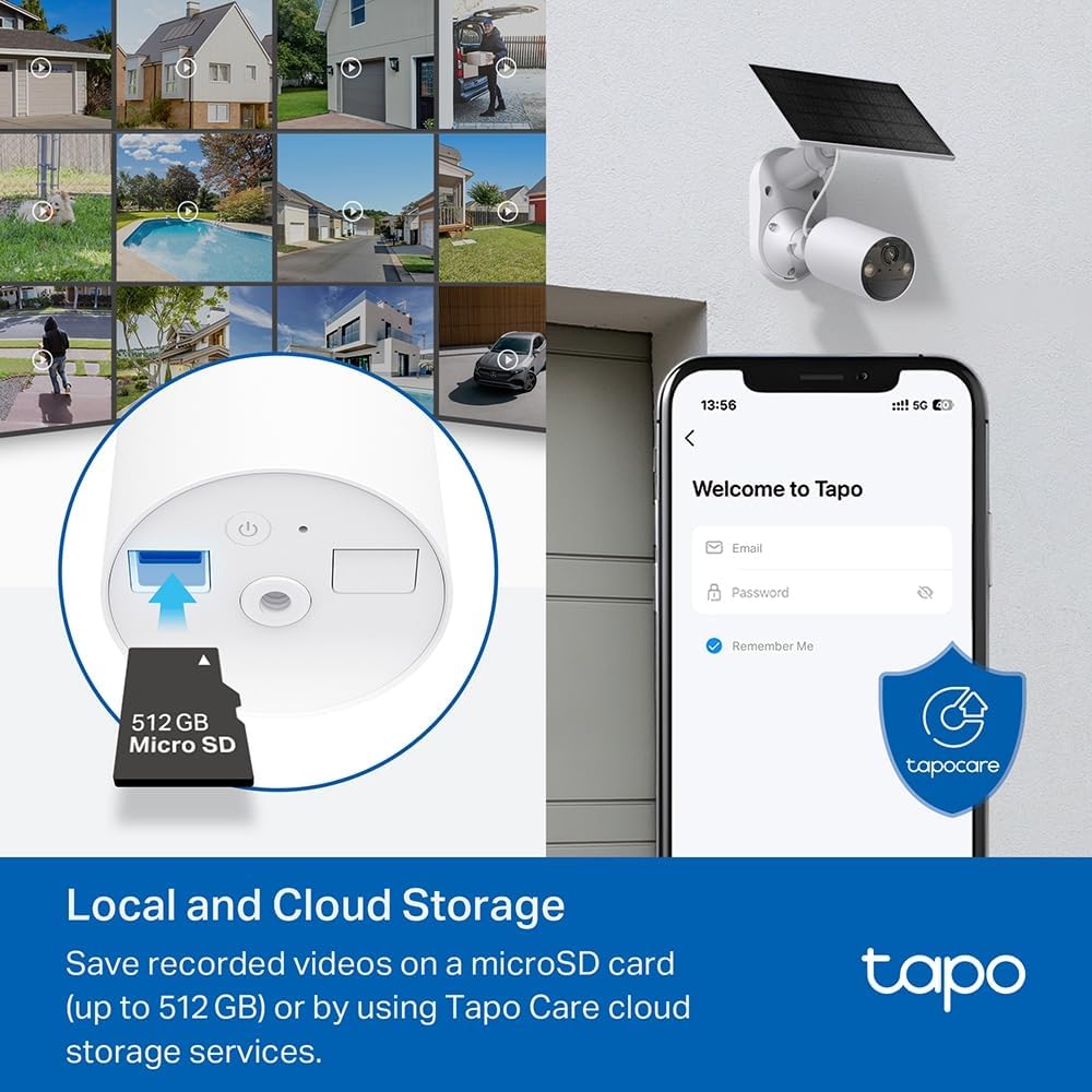 TP-Link Tapo SolarCam 2K, Outdoor Battery Camera w/Solar Panel Base, Wireless Camera, 2K QHD, 150° Super-Wide FOV, Free Person/Vehicle/Pet Detection, SD/Cloud Storage, Starlight Color Night Vision