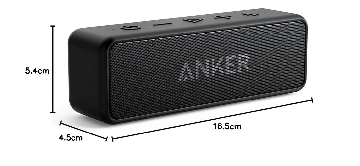 Anker SoundCore 2 Portable Bluetooth Speaker with Better Bass, 24-Hour Playtime, 66ft Bluetooth Range, IPX7 Water Resistance & Built-in Mic, Dual-Driver Wireless Speaker (Red)