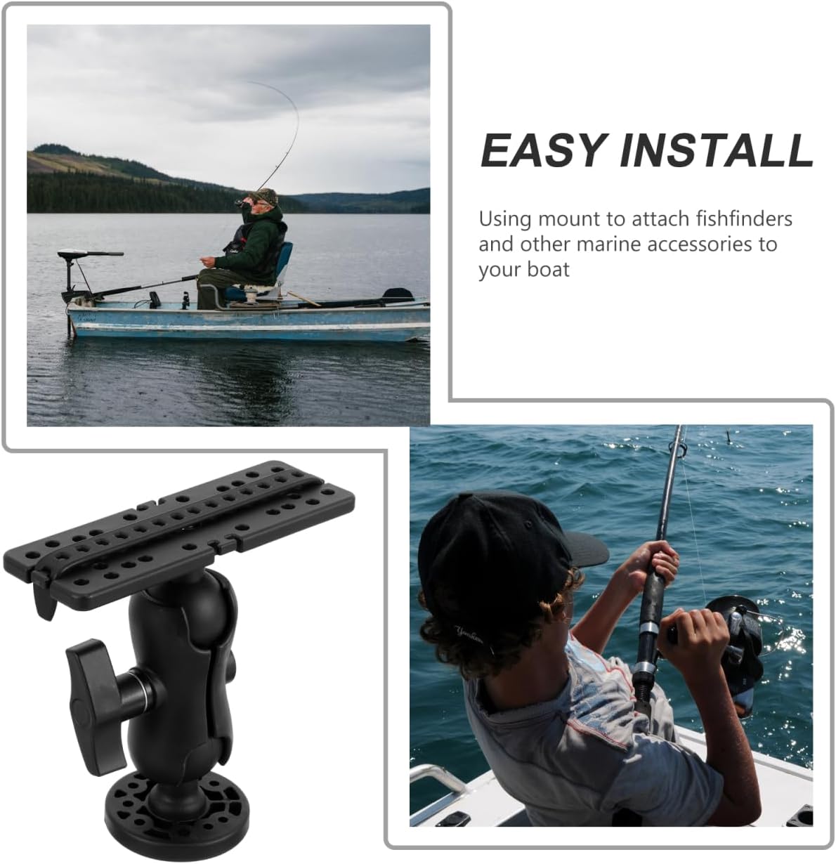 Multifunctional Fish Finder Rack Platform Adjustable Fish Finder Bracket for Kayak and Boat Navigation Easy Install Nylon and Silicone Holder