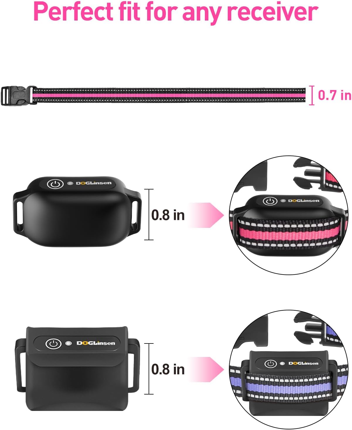 DOGLinsen 2-in-1 Bark and Shock Collar for Dogs, Smart Anti Barking Dog Training Collar with 5 Adjustable Sensitivity, Automatic Bark Collar with Remote, Vibration, Beep, Shock and Automatic