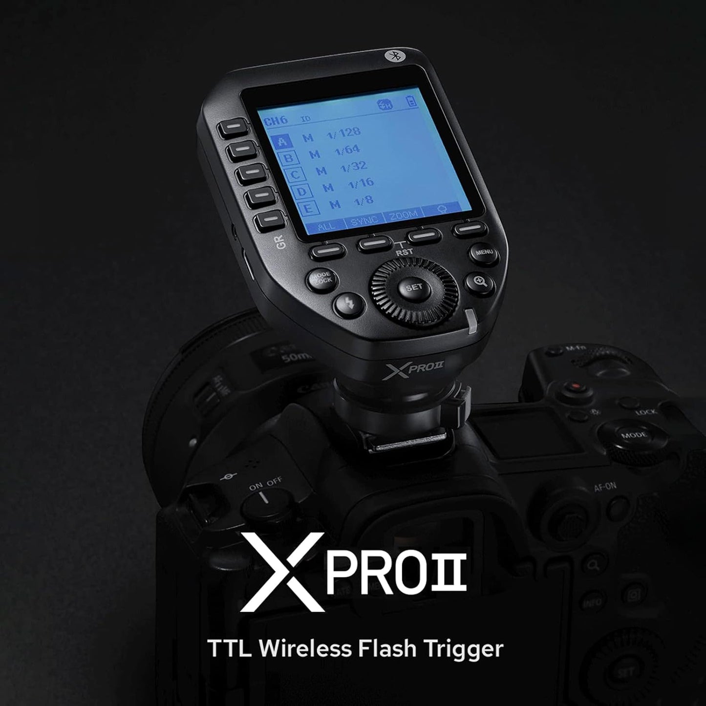 Godox XPROII-C 2.4G Wireless Flash Trigger Transmitter TTL Autoflash 1/8000s HSS Large LCD Screen 32 Channels 16 Groups Replacement for Canon Cameras