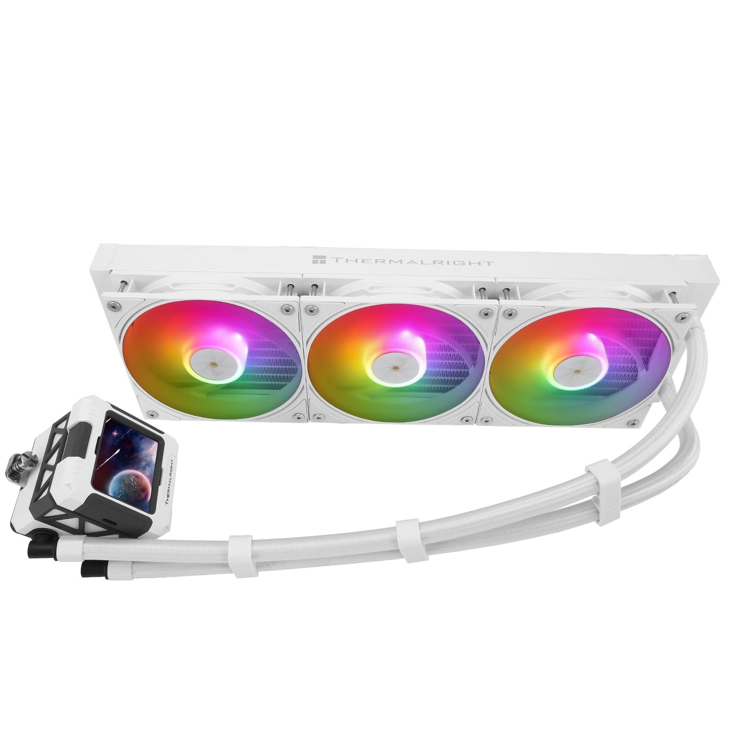 Thermalright FW 360 Black ARGB-360mm AIO CPU Liquid Cooler,IPS LCD Screen with 320 * 240 Resolution,for AM5/Intel LGA1700,‘2.4 inch’Magnet-Absorbent LCD Screen for Images -Black