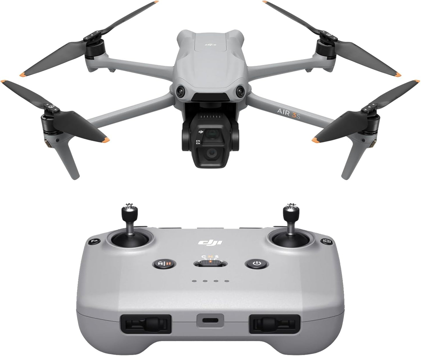 DJI Air 3S Fly More Combo (RC 2 Screen Remote Controller), Drone with 1" CMOS Wide-Angle & Medium Tele Camera for Adults, 4K/60fps, Omnidirectional Sensing & 3 Batteries for Extended Flight Time
