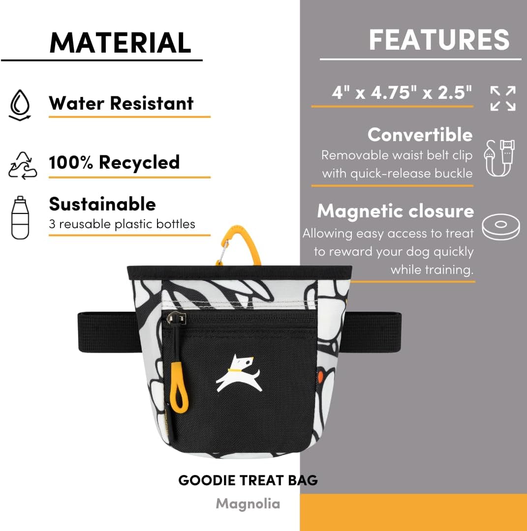 OllyDog Goodie Treat Bag, Dog Treat Pouch, Waist Belt Clip for Hands-Free Training, Magnetic Closure, Dog Training and Behavior Aids, Three Ways to Wear (Palm)