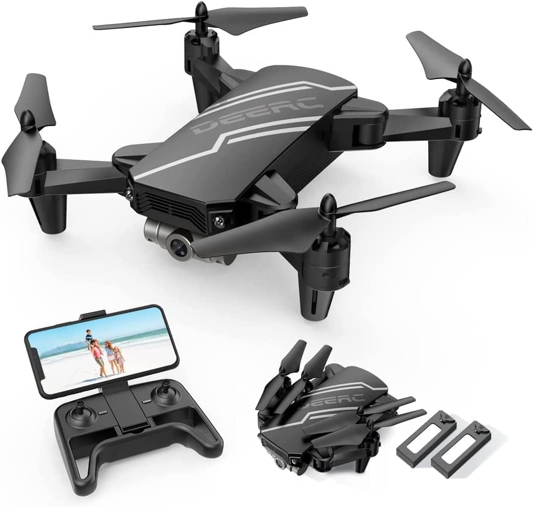 DEERC D20 Mini Drone Foldable for Kids with 720P HD FPV Camera Remote Control Toys Gifts for Boys Girls with Tap Fly,Auto Hover,Voice/Gesture Control,Speed Adjustment,2 Batteries,3D Flip